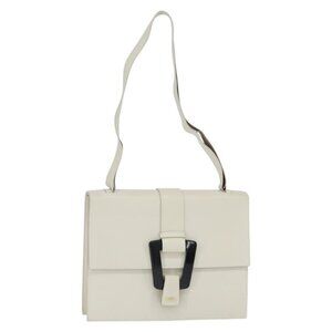 Authentic GUCCI Shoulder Bag Leather White Gold